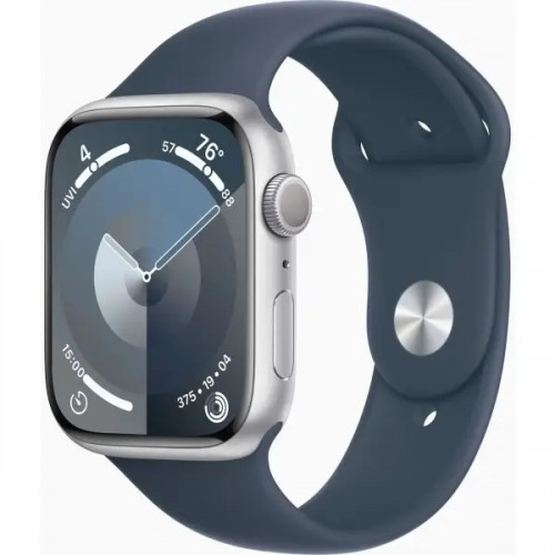 Apple Watch Series 9 GPS 41mm Silver Aluminum Case w. Storm Blue Sport Band - M/L (MR913)